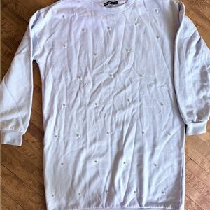 Women’s pale blue embellished sweatshirt dress